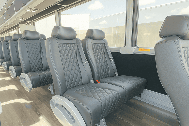 interior of Cleveland Minibus Company charter bus