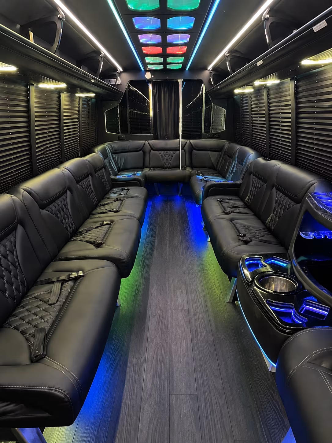 cleveland 20 passenger party bus interior