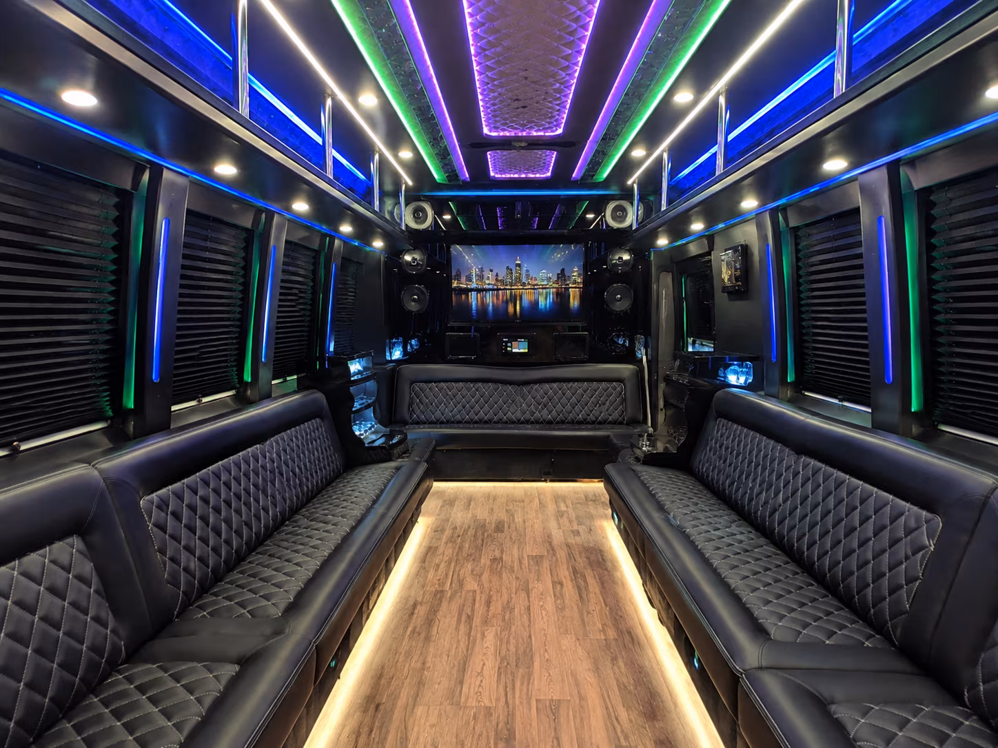 cleveland 25 passenger party bus interior