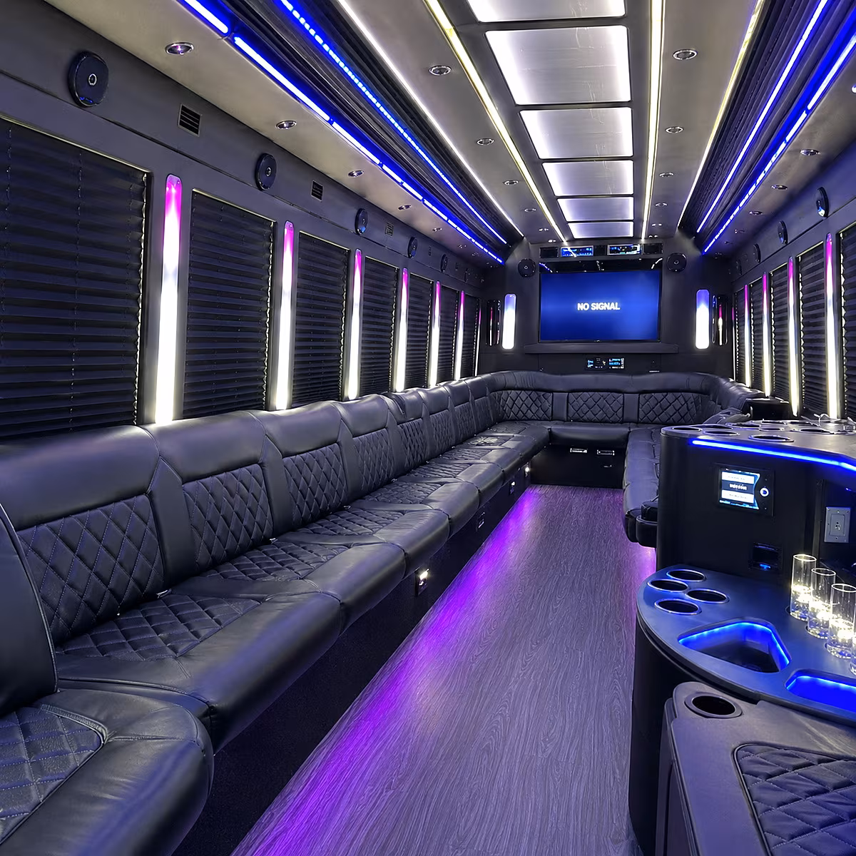 cleveland 30 passenger party bus inside