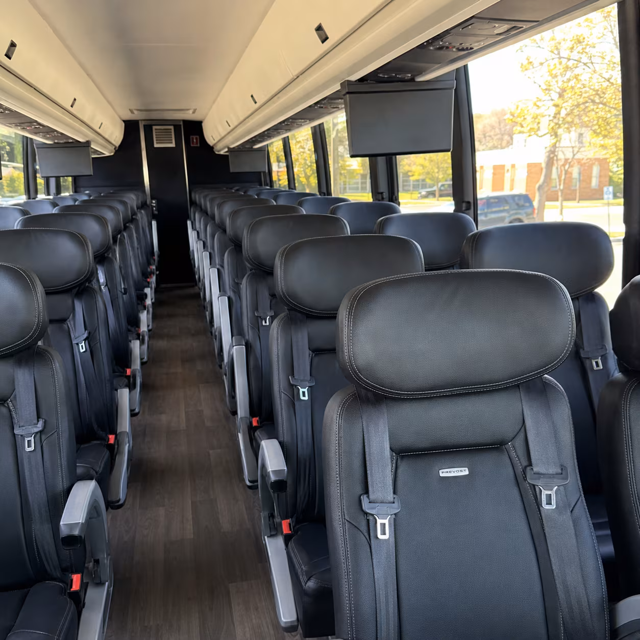 cleveland 45 passenger charter bus inside
