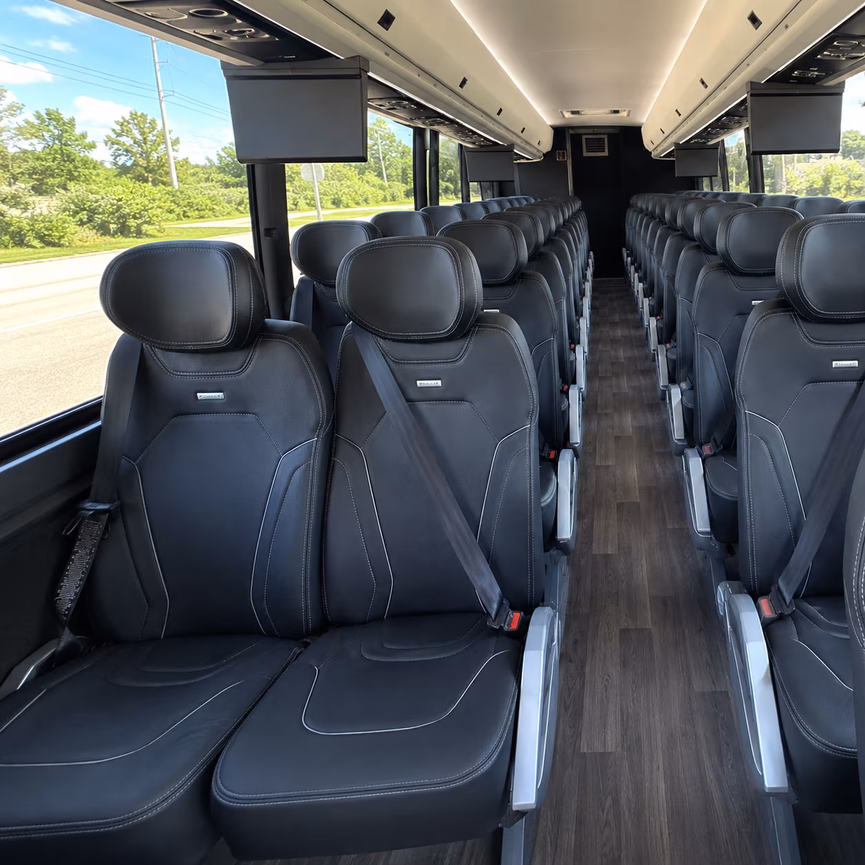 cleveland 47 passenger charter bus inside