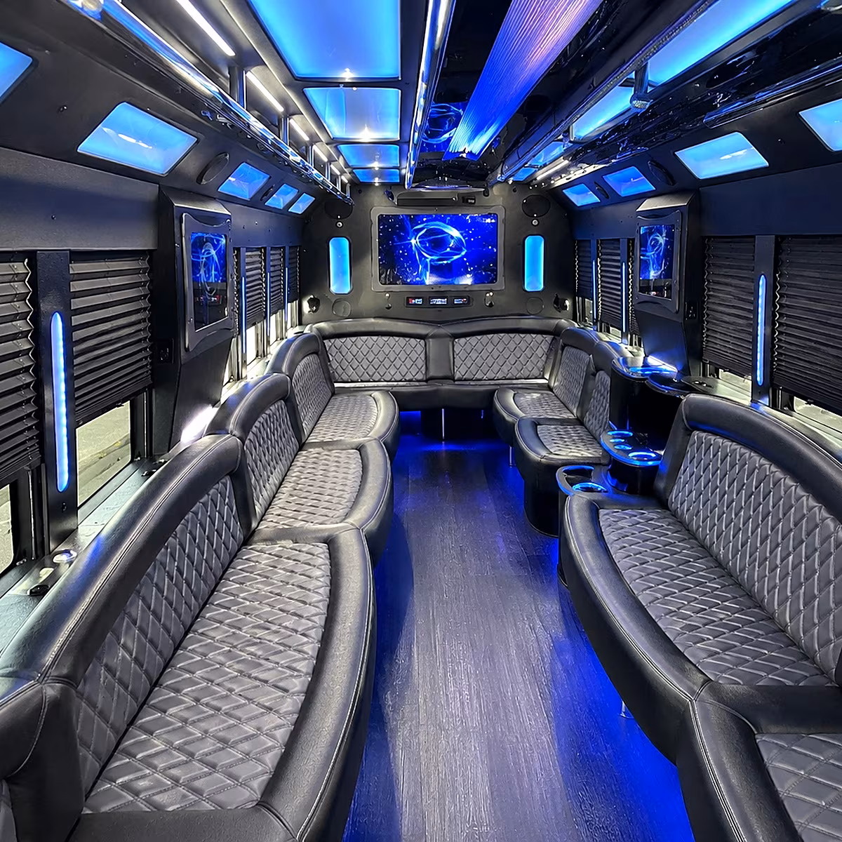 cleveland 50 passenger party bus interior