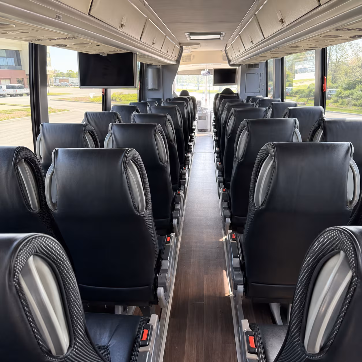 cleveland 56 passenger charter bus inside